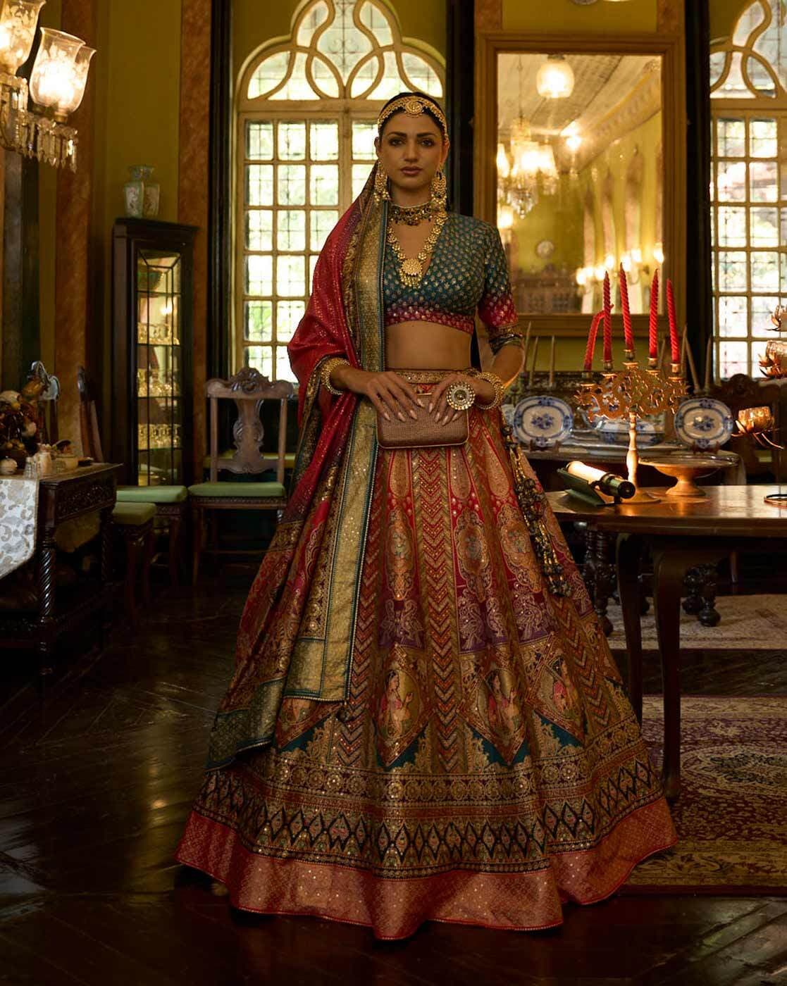 Buy Payal Khandwala Purple Silk Brocade Lehenga Online | Aza Fashions