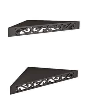 Set of 2 Corner Wall Shelves Engineered Wood (Black)-image-18