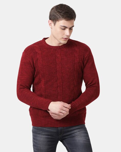 Buy Deep Red Sweaters Cardigans for Men by T Base Online Ajio