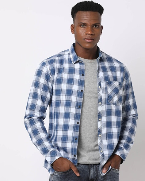 Pepe Jeans Men Checkered Casual White Shirt - Buy Pepe Jeans Men Checkered  Casual White Shirt Online at Best Prices in India | Flipkart.com