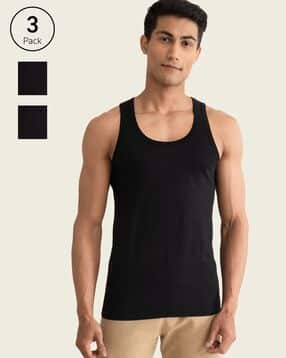 damensch Pack of 3 Round-Neck Cotton Vests-picture-28
