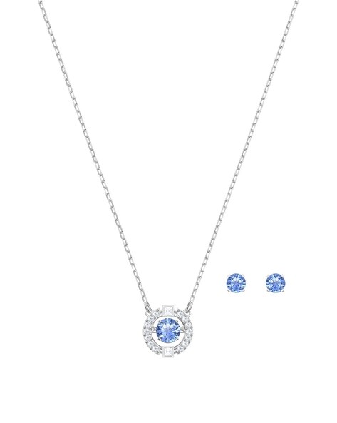 Swarovski® Crystal Studded Pendant Necklace - Silver