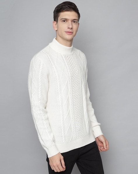 White high sales neck sweatshirt