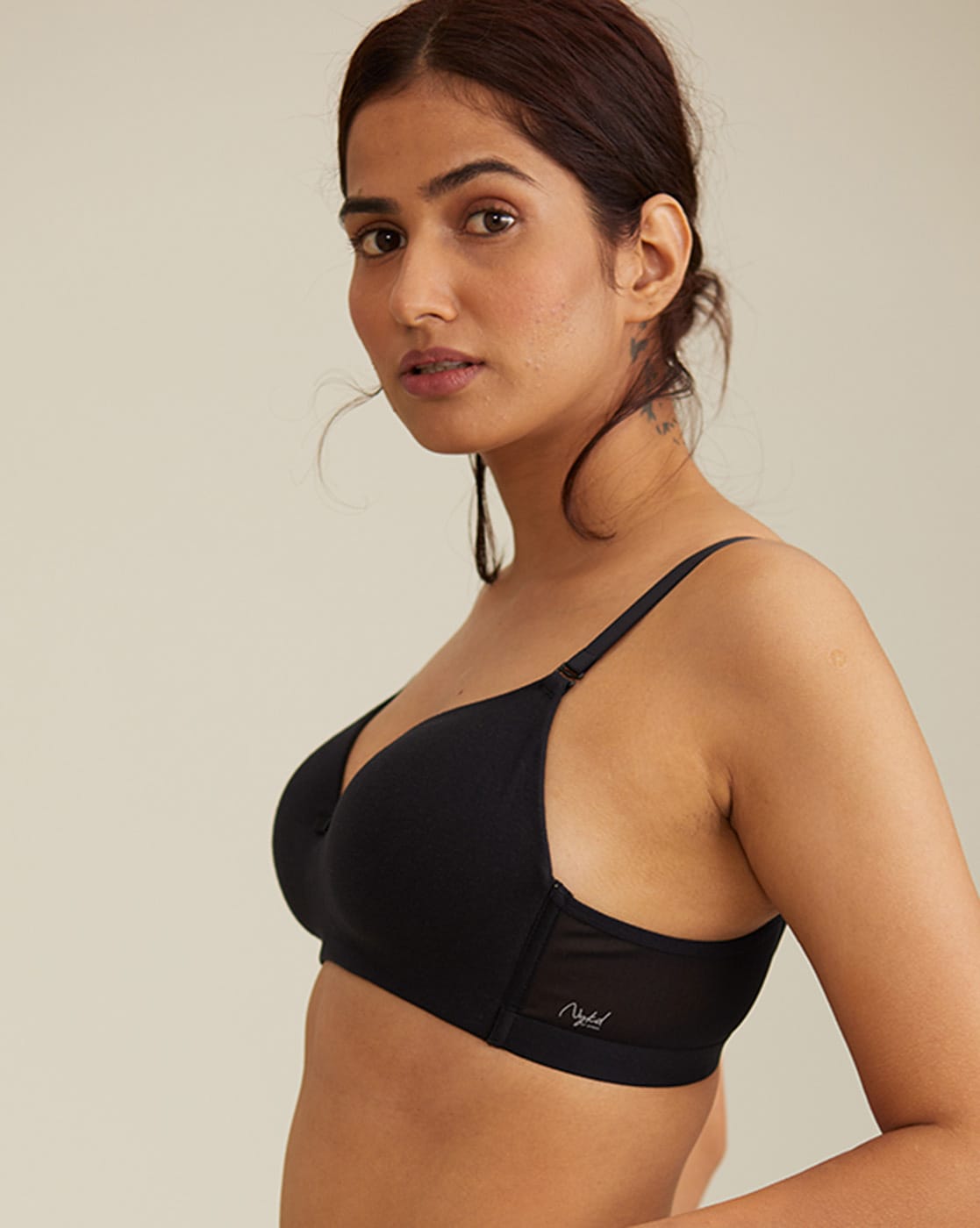 Buy Nykd by Nykaa Breathe Cotton Padded Wireless Transparent Back Bra 3/4th  Coverage- Black NYB007 Online