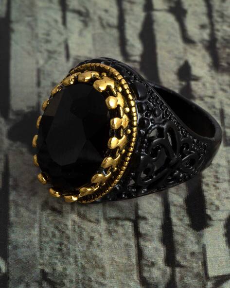 'Aranea' 1.20ct Natural Black Onyx Gold Spider Engagement Ring