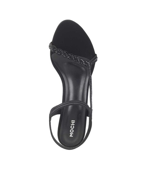 Buy Mochi Black Synthetic Solid Peep Toes online