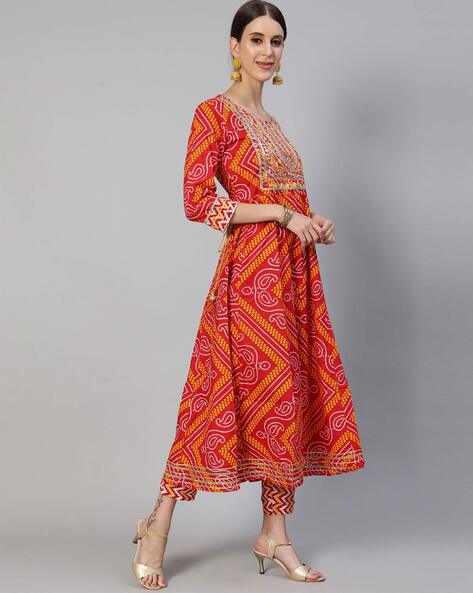Buy Aks Couture Red Printed A Line Kurta for Women's Online @ Tata CLiQ