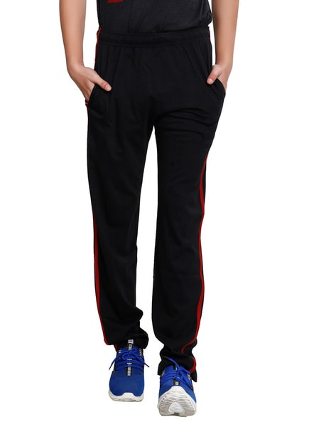 Men Straight Track Pants with Brand Print