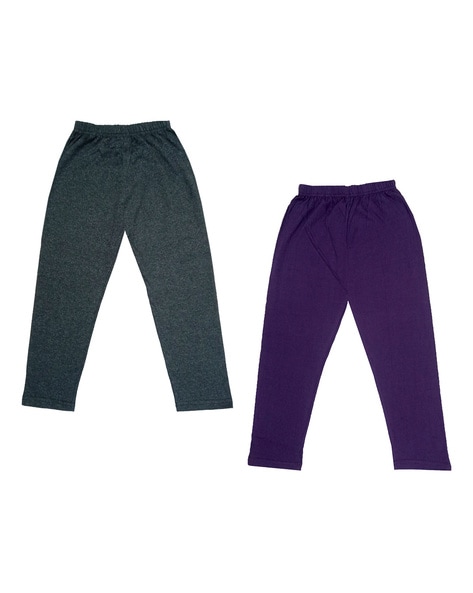 Buy Black & Purple Trousers & Pants for Girls by INDIWEAVES Online