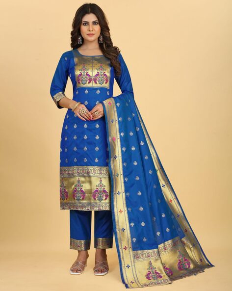 Woven 3-Piece Unstitched Dress Material Price in India