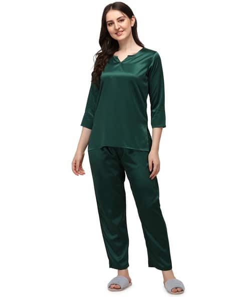 Pajama Pant Women's Woven Cotton Pajama Sets Satin Woven Top