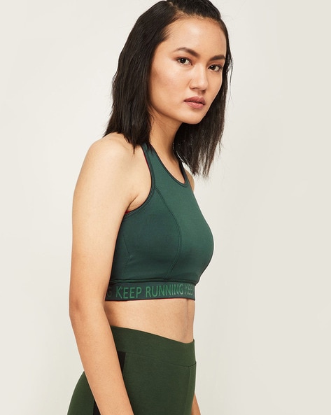 JUST-DRY RIFLE GREEN FULL COVERAGE SLIP ON ESSENTIAL SPORTS BRA
