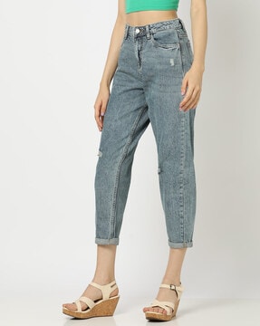 US $18.99 50% OFF, luckinyoyo jean woman mom jeans pants boyfriend jeans for  women with high waist push up large size l…