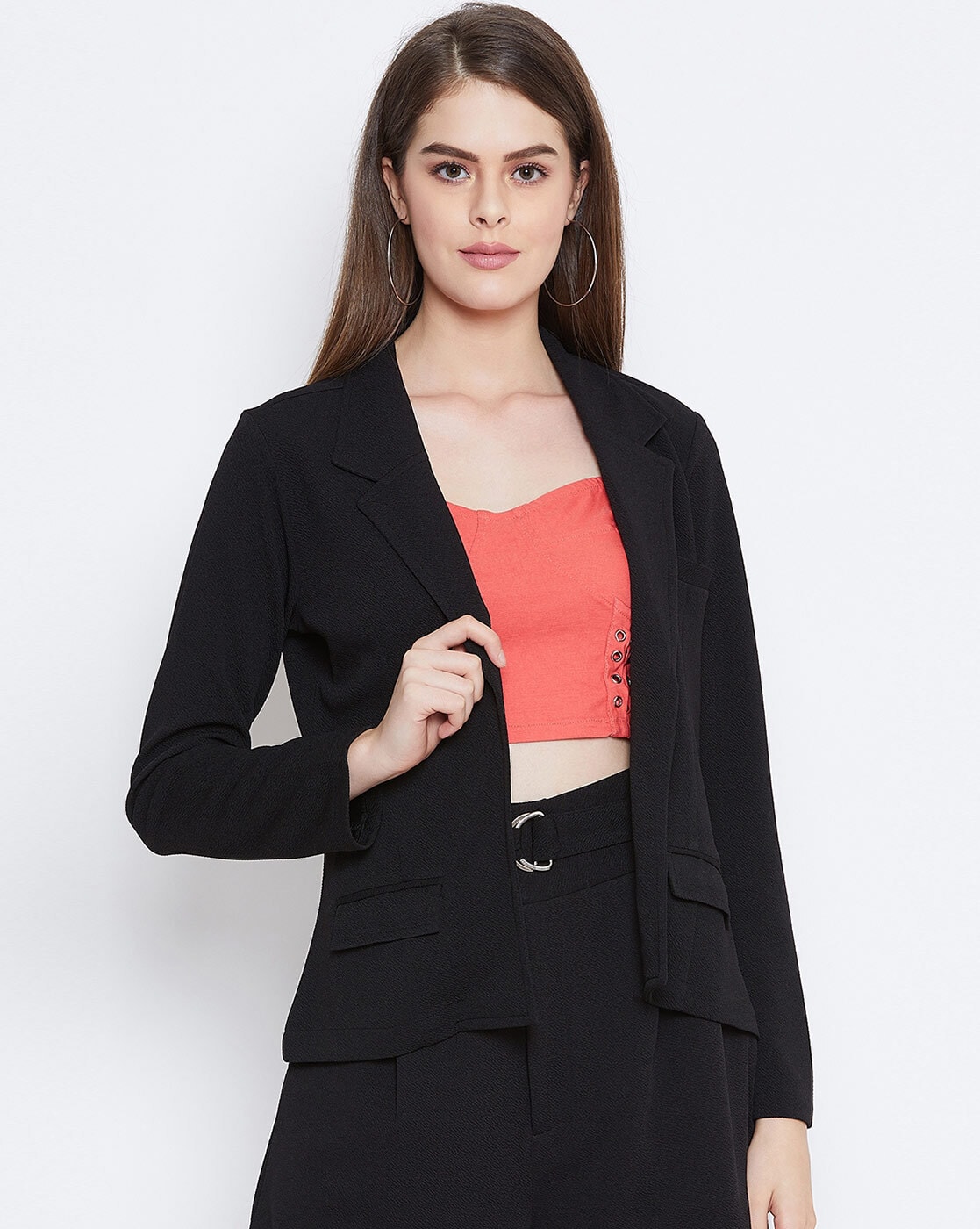 Buy online Black Cotton Jacket from shrugs & Jackets for Women by Cottinfab  for ₹800 at 60% off | 2024 Limeroad.com