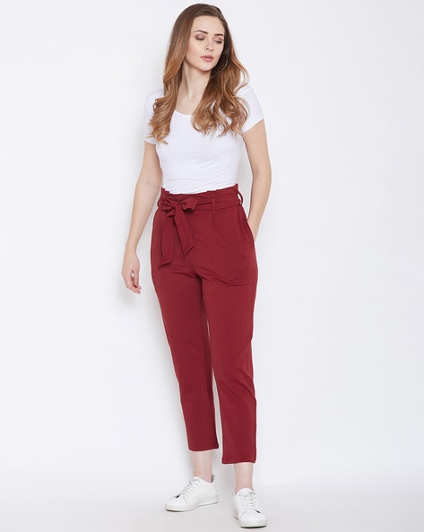 Maroon Trousers Pants For Women