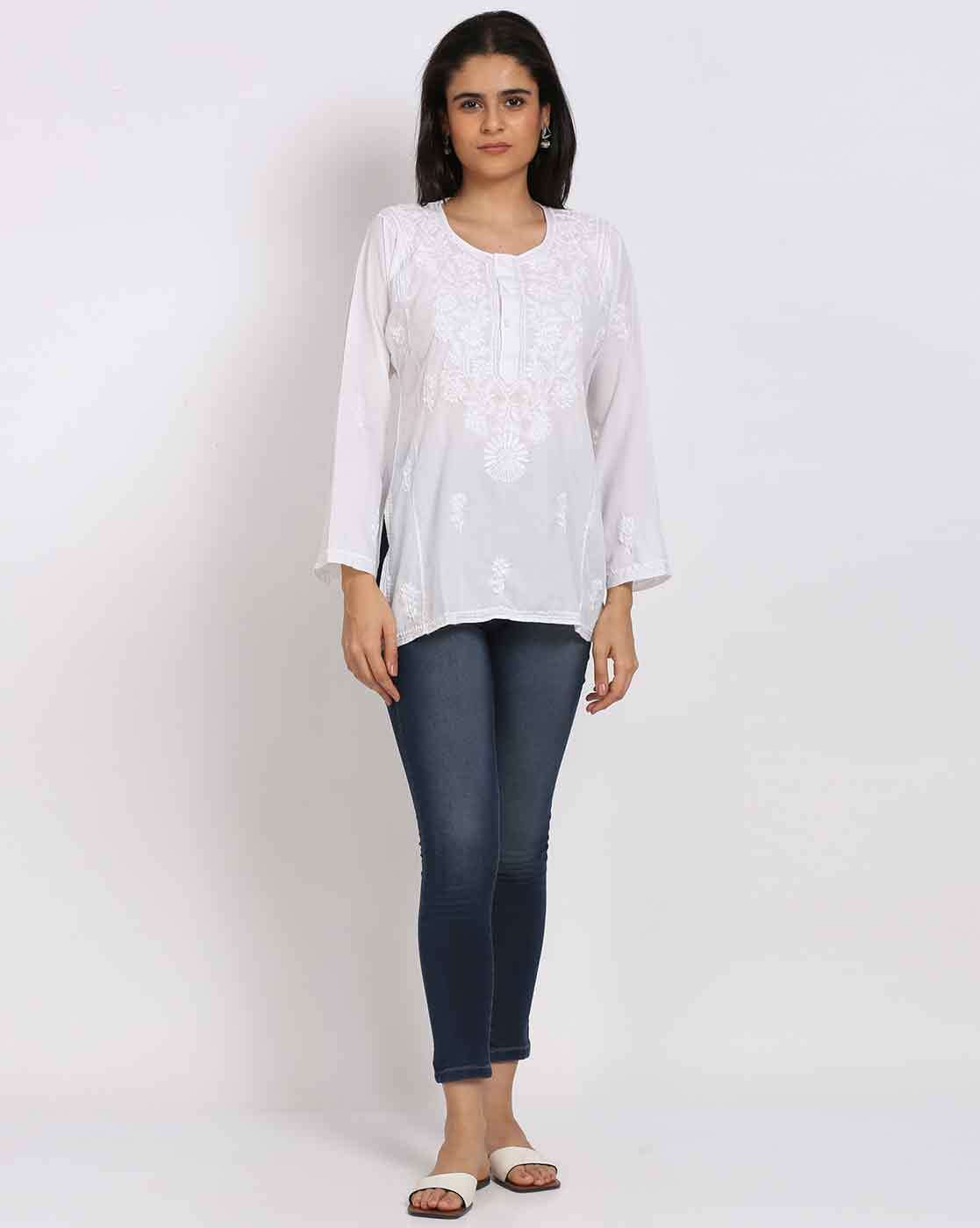 Buy Blue Block Printed Modal Short Kurta for Women | FGSK21-04 | Farida  Gupta-saigonsouth.com.vn