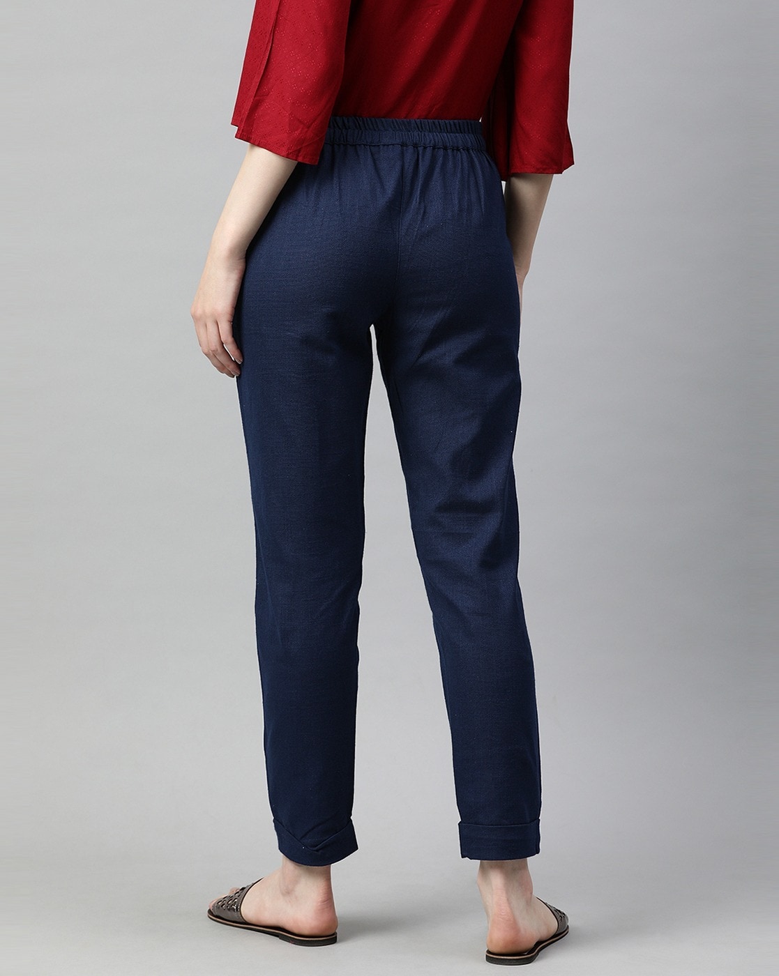 Rayon Blue Ladies Check Print Casual Trouser at Rs 215/25 piece in Jaipur