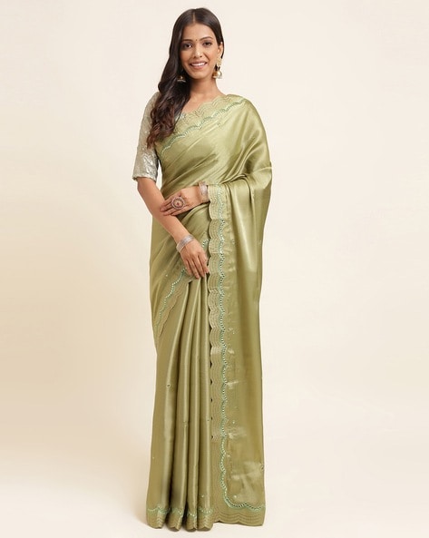 Organza Saree with Scalloped Border