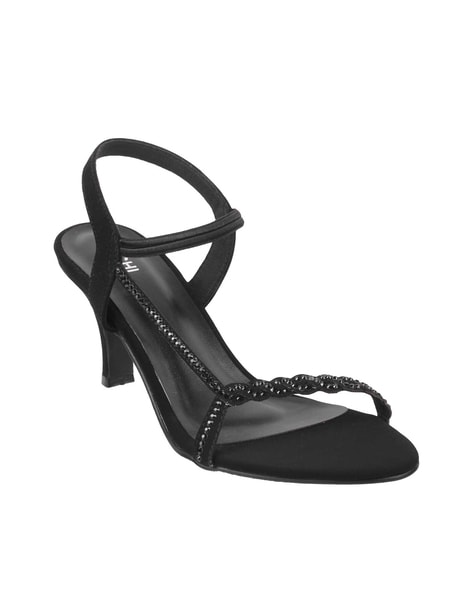 Buy Mochi Black Synthetic Solid Peep Toes online