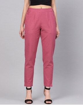 Buy AURELIA Solid Slim Fit Cotton Women's Casual Wear Trouser | Shoppers  Stop