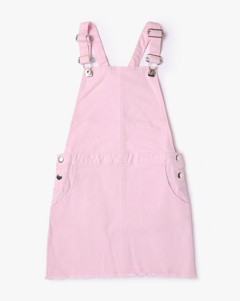 Girls pink 2024 dungaree dress