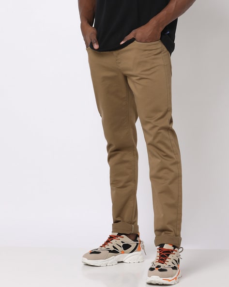 Buy Checked Flat-Front Slim Fit Trousers Online at Best Prices in India -  JioMart.