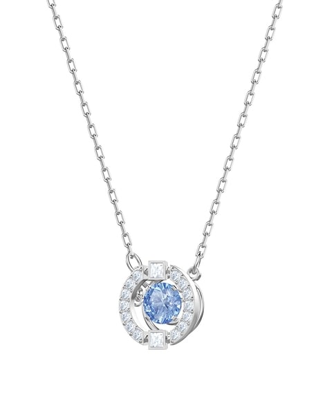 Swarovski® Crystal Studded Pendant Necklace - Silver