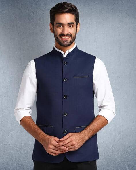 Solid Sleeveless Nehru jacket