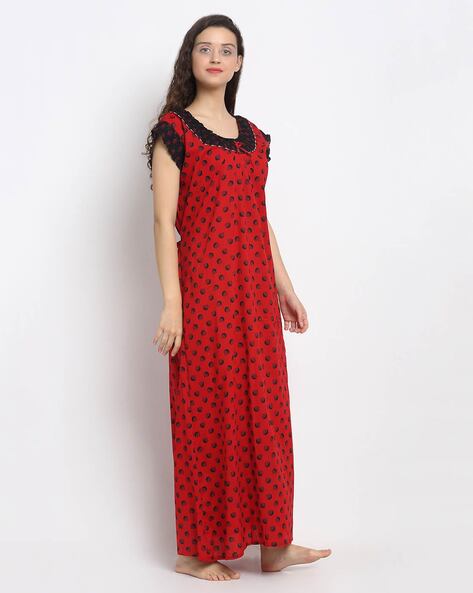 Buy Secret Wish Women's Red Cotton Nighty online