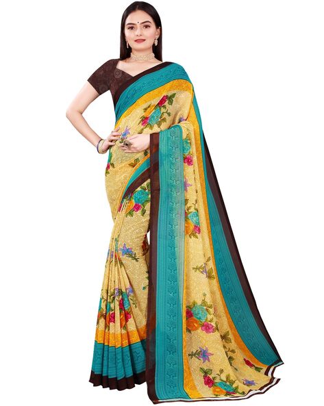 Buy Yellow Sarees for Women by Ishin Online | Ajio.com