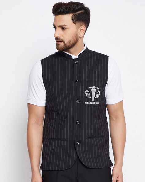 Even Striped Side Vents Waistcoat