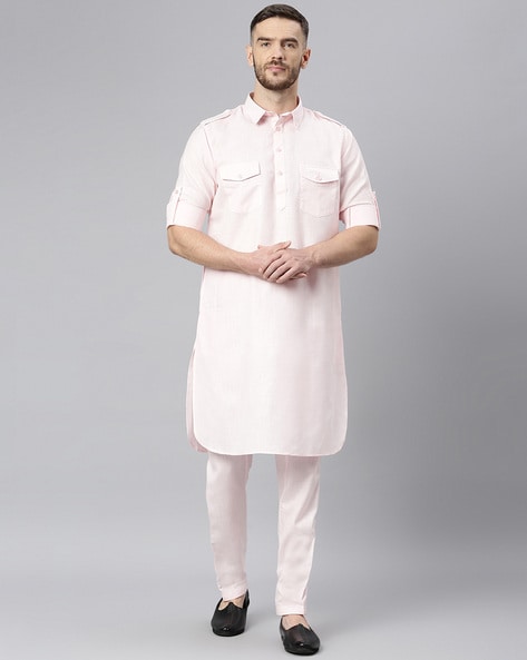 Hangup Cotton Solid Kurta Pyjama Sets