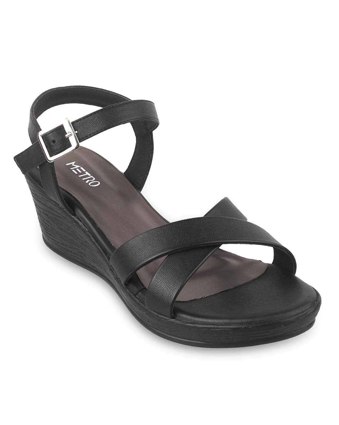 Buy Black Heeled Sandals for Women by Metro Online Ajio