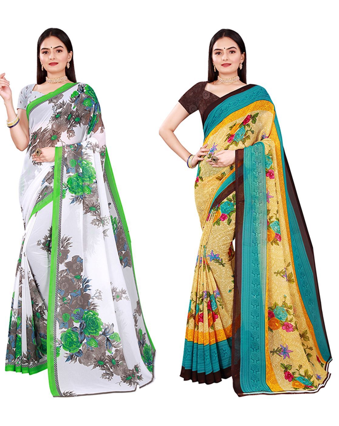 Buy Green & Maroon Sarees for Women by Saadhvi Online | Ajio.com