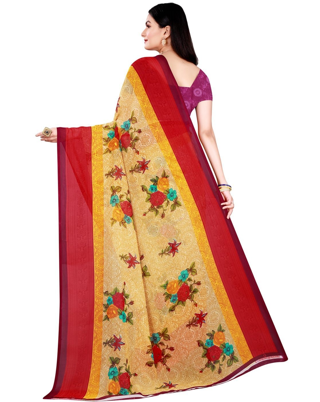 Buy Red & White Sarees for Women by Florence Online | Ajio.com