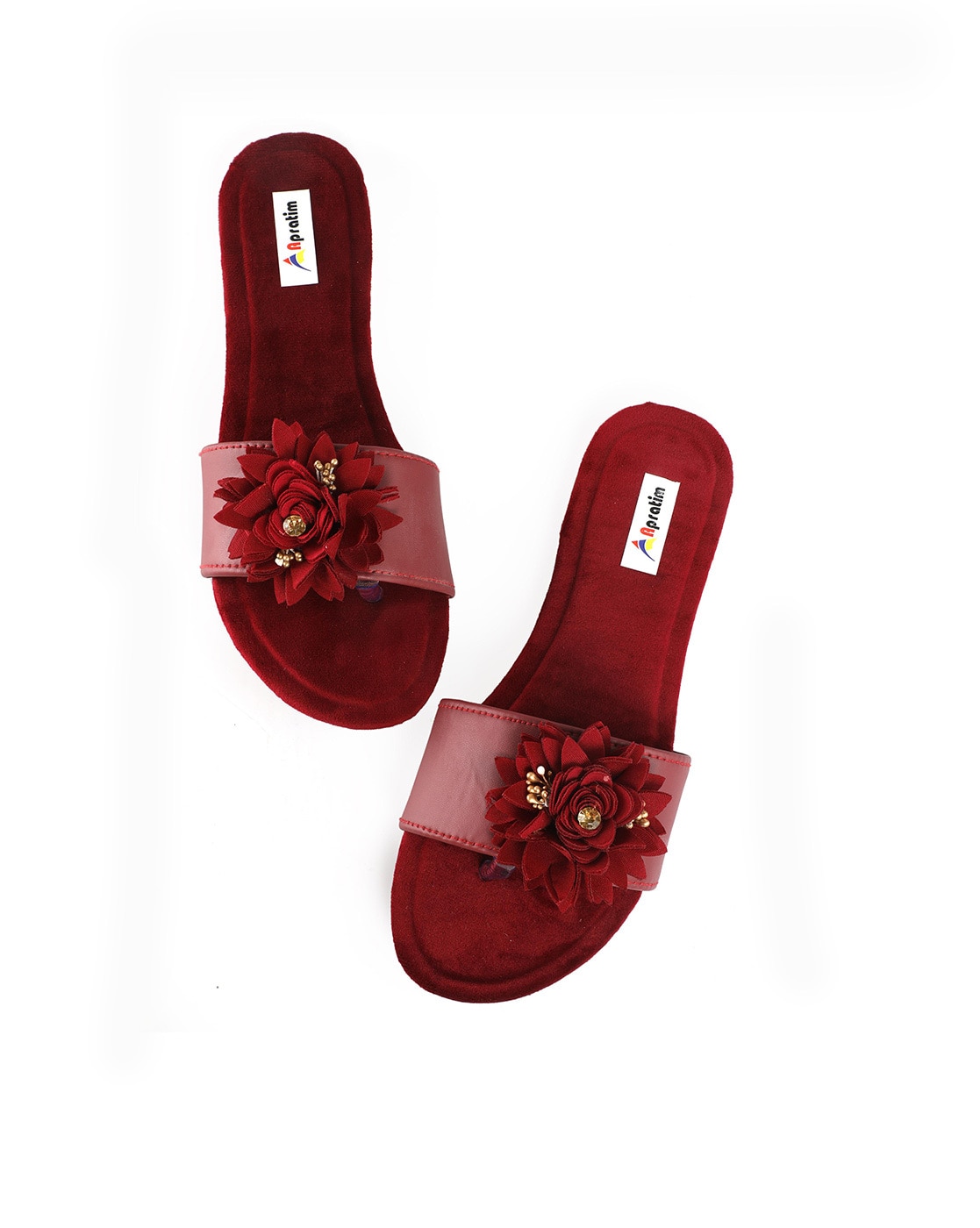 Maroon Pu Ring Toe Sandals