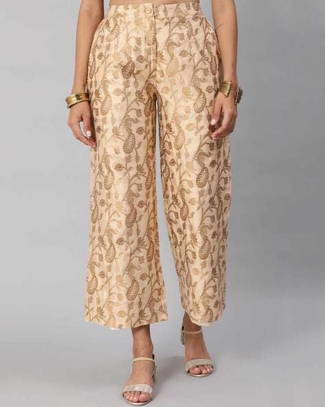 Aurelia Ethnic Bottoms  Buy Aurelia Gold Straight Fit Women Palazzo Pants  Online  Nykaa Fashion