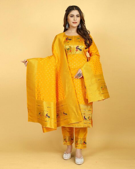 Woven 3-Piece Unstitched Dress Material Price in India