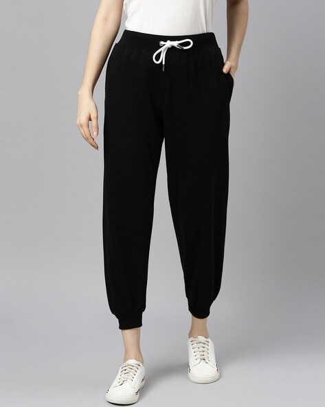 Laabha Solid Mid Rise Flared Track Pants Black 