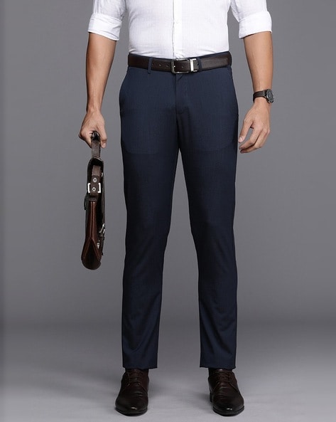 Buy SON OF A NOBLE Slim Fit FlatFront Trousers with Insert Pockets  Grey  Color Men  AJIO LUXE