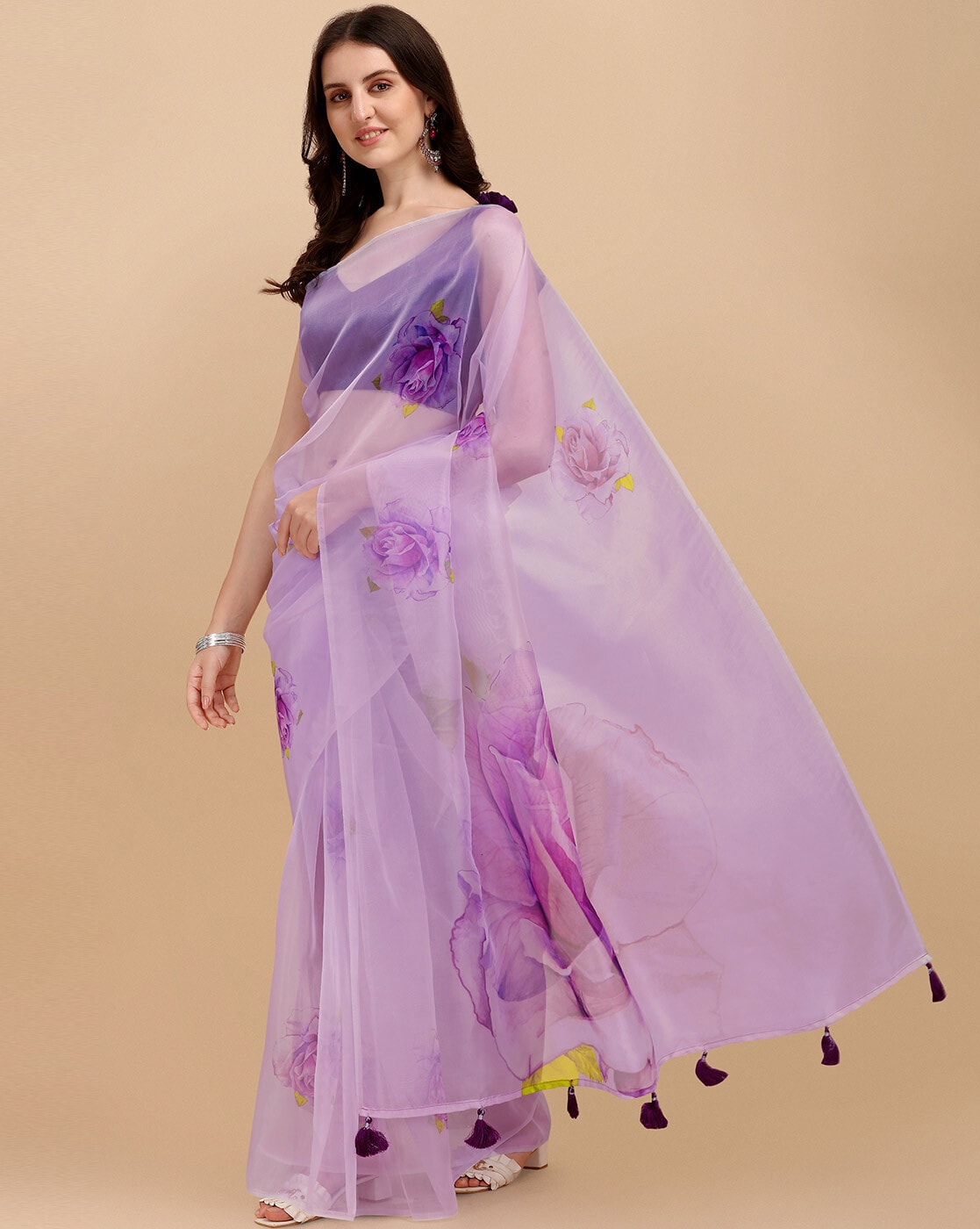 Buy Purple Sarees for Women by Quelea Online | Ajio.com