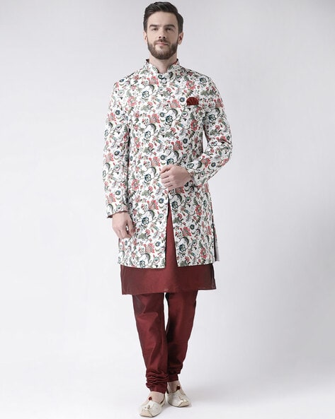 Self hotsell print sherwani