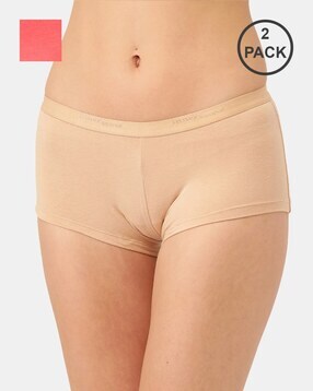 Womens Nude Beige Three Pack Cotton Maxi Briefs