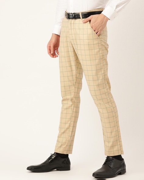 Mens Plaid Pants Slim Chinos Tapered Fit Casual India | Ubuy