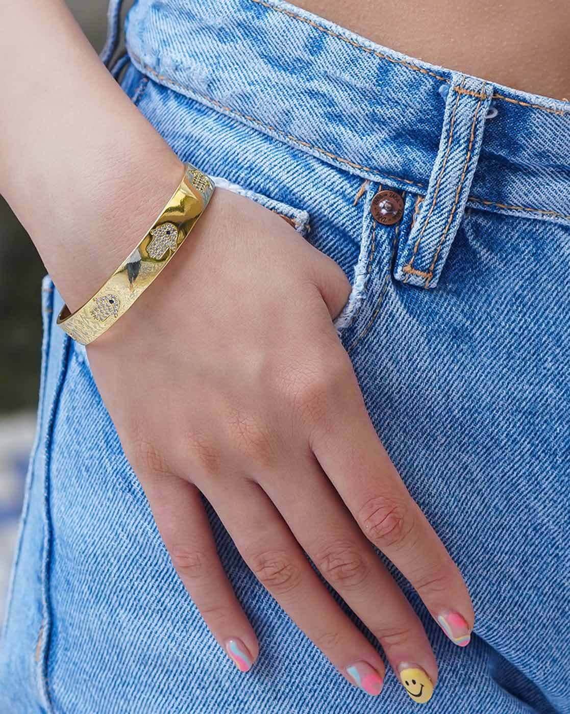 Maa mogal bracelet kada casual design gold plated for men - style a070 –  Soni Fashion®