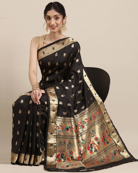 Buy Black Sarees for Women by LEELI PEERI DESIGNER Online