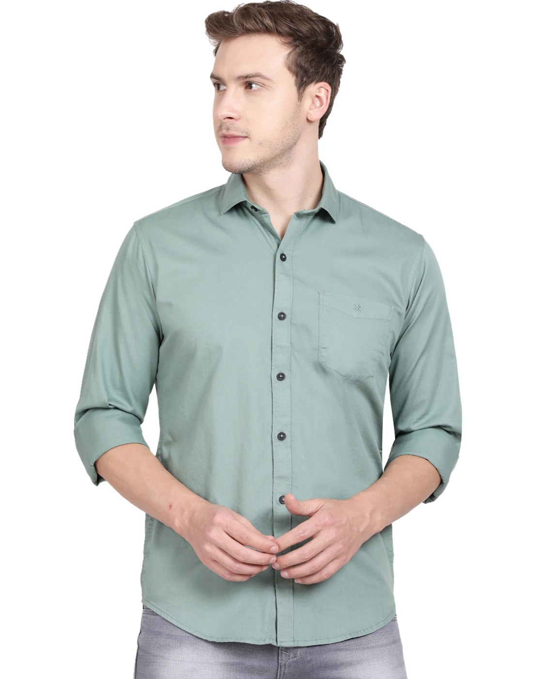 Buy Dennis Lingo Green Cotton Slim Fit Shirt for Mens Online @ Tata CLiQ