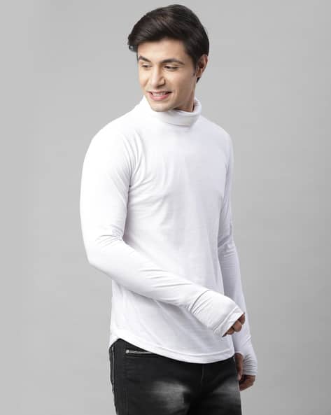 high neck white tee