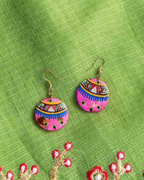Buy Handcrafted Kantha Fabric Wooden Necklace & Earrings Online On Zwende