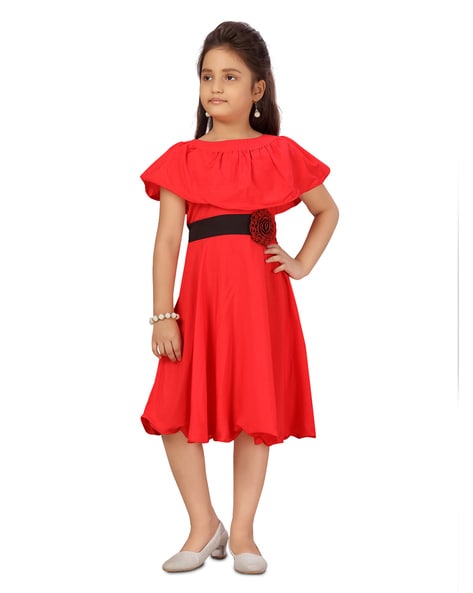 Party Wear Red Frock Kurti in Cotton Silk -Arihant Online